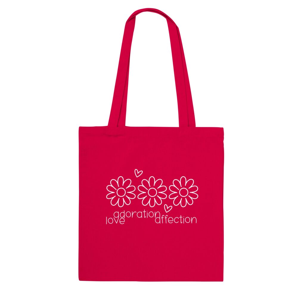 Love Clarity Message Tote Bag: Love, Adoration, Affection. Red
