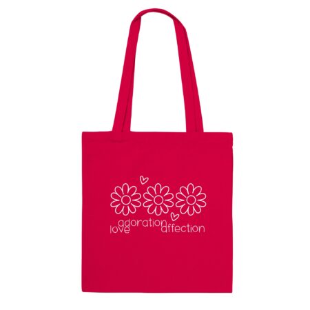 Love Clarity Message Tote Bag: Love, Adoration, Affection. Red