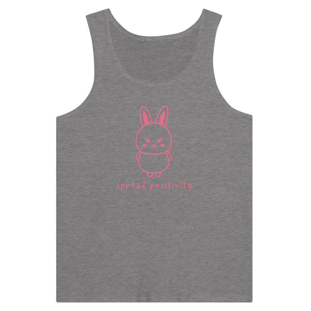 Spread Positivity Angry Bunny Tank Top. Grey