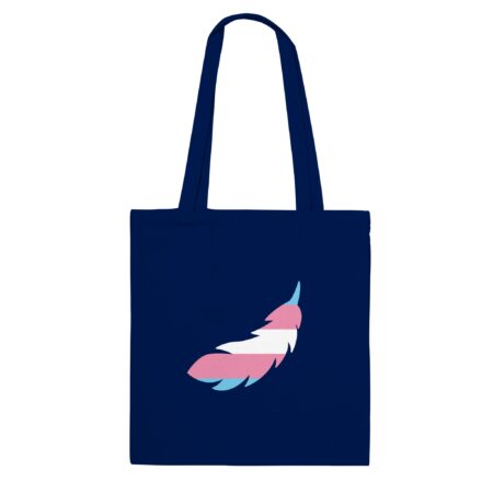 Trans Pride Tote Bag A Feather Print Navy