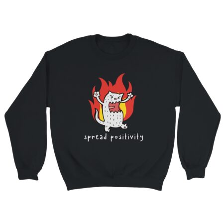 Spread Positivity Angry Cat Sweatshirt. Black