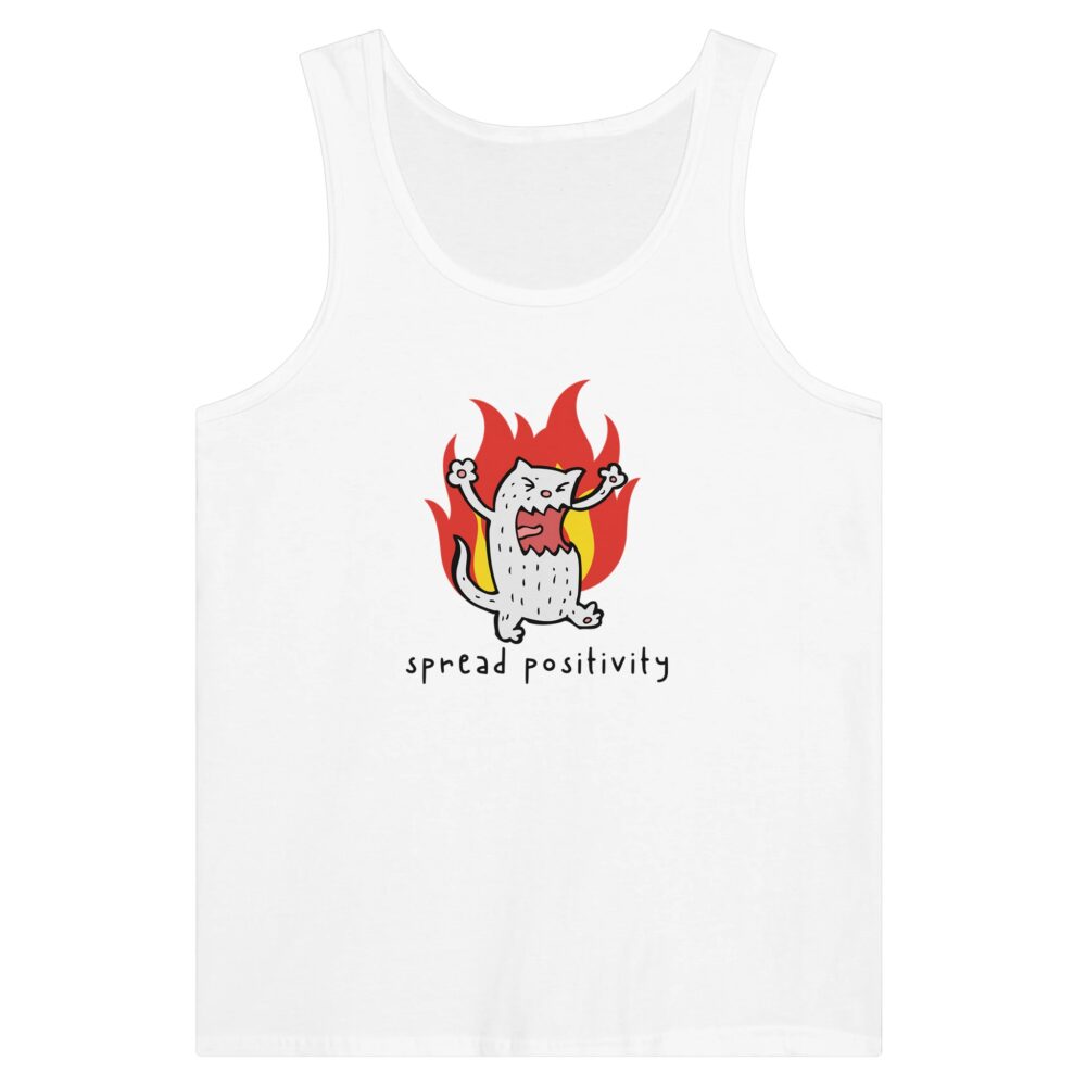 Spread Positivity Angry Cat Tank Top. White