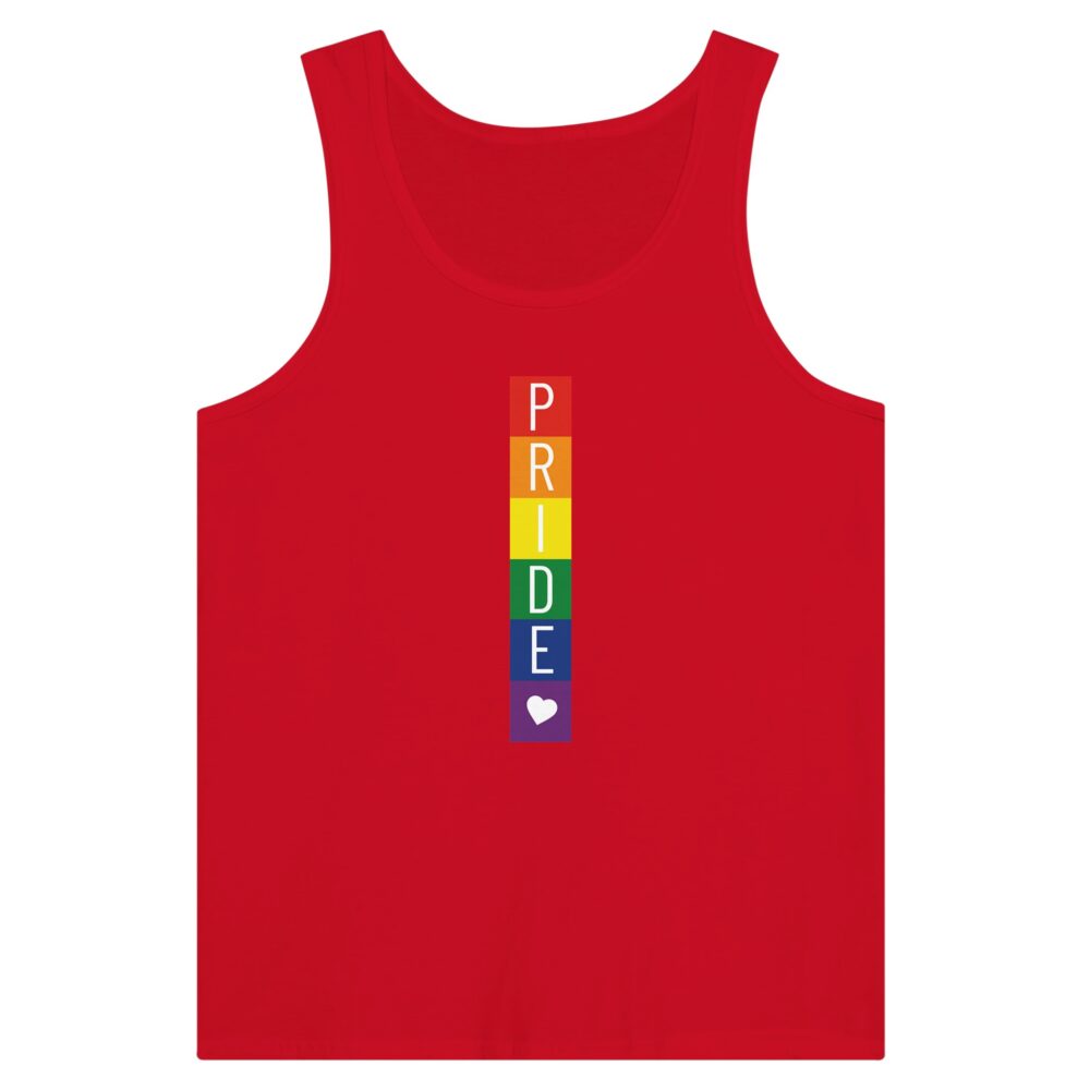 Rainbow Blocks Pride & Heart Tank Top.Red