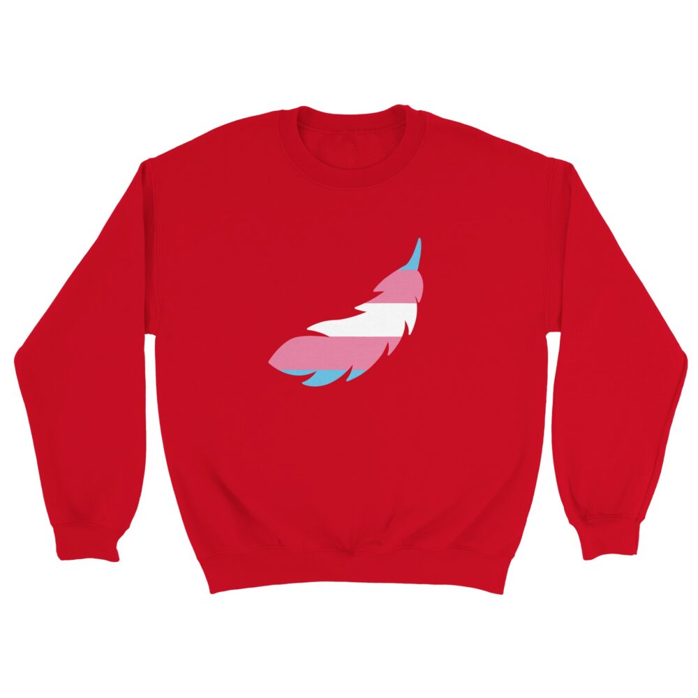 Trans Pride Sweatshirt, A Feather Print Unisex, Red