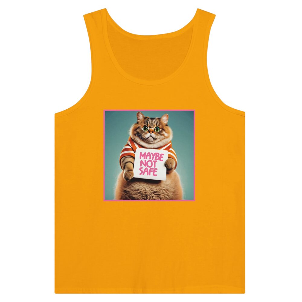Funny Cat Tank Top: Maybe Not Safe Yellow