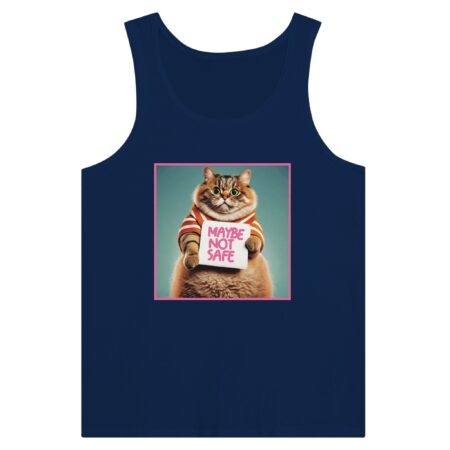 Funny Cat Tank Top: Maybe Not Safe Navy