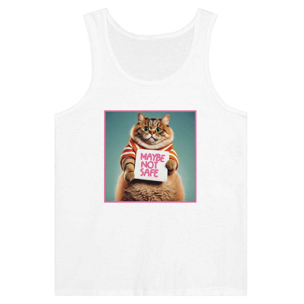 Funny Cat Tank Top: Maybe Not Safe White