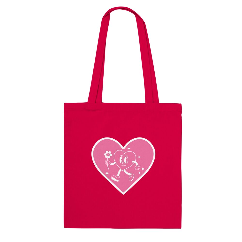 Smiley Heart Tote Bag Red