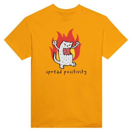 Spread Positivity Angry Cat Tee. Yellow
