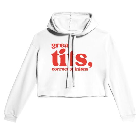 Woman Quote Cropped Hoodie. White