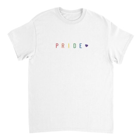 Pride Text And Heart Rainbow Hoodie. White