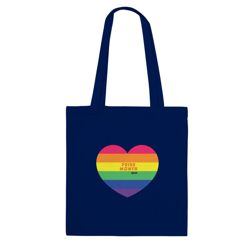 Pride Month 2024 Tote Bag And Heart. Navy
