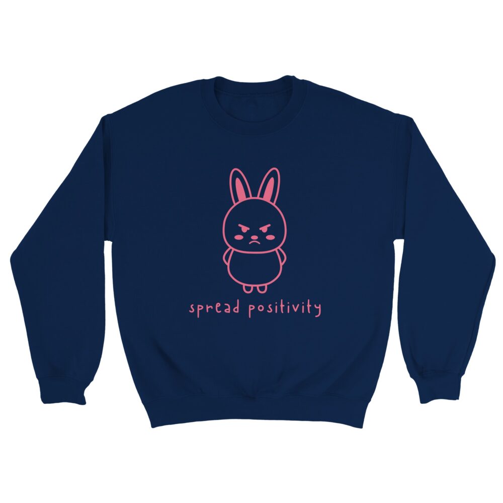 Spread Positivity Angry Bunny Sweatshirt. Navy