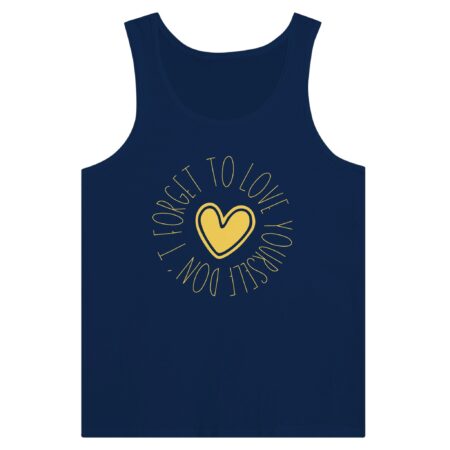Love Yourself Tank Top with a message 'Don't Forget To Love Yourself' Navy