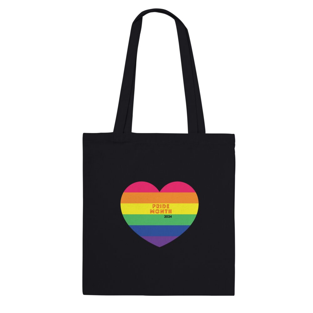 Pride Month 2024 Tote Bag And Heart. Black