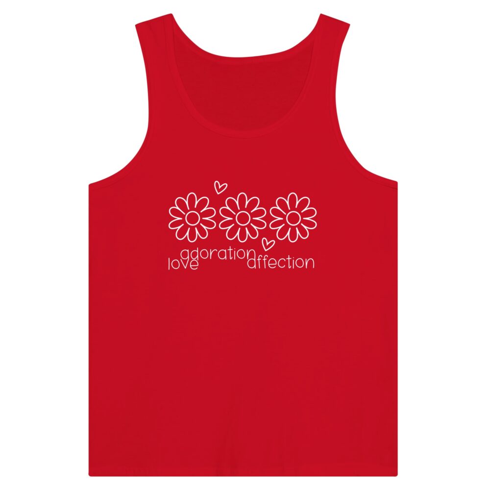 Love Clarity Message Tank Top: Love Adoration Affection. Red