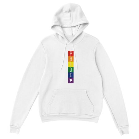 Rainbow Blocks Pride & Heart Hoodie. White