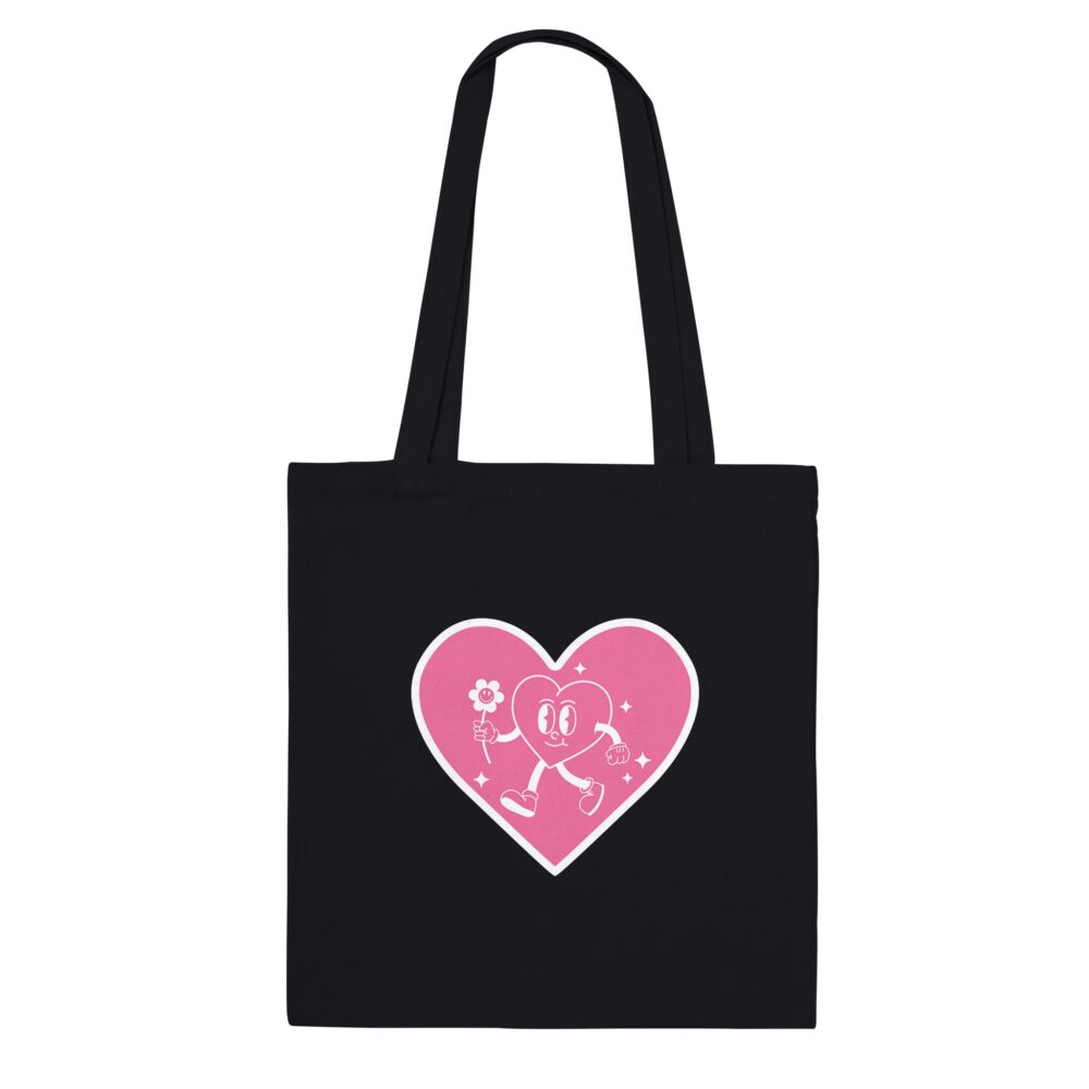 Smiley Heart Tote Bag Black