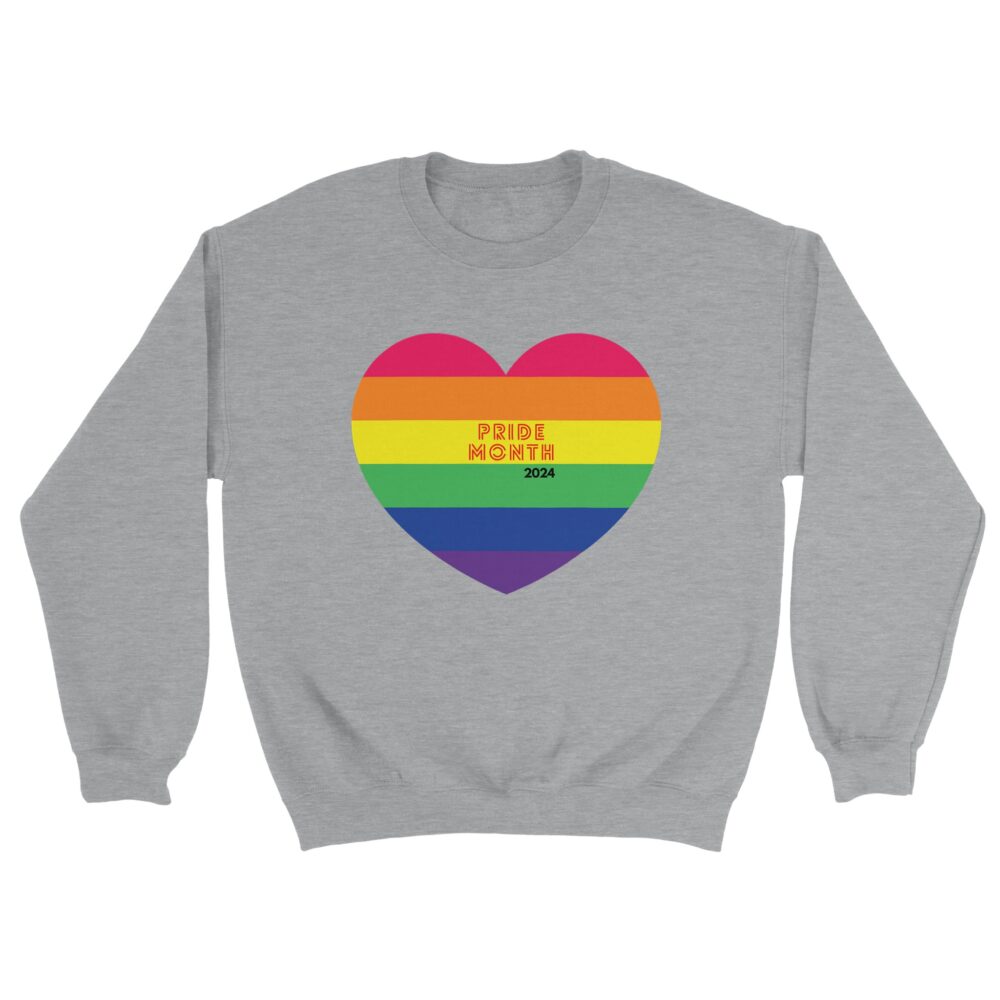 Pride Month 2024 Sweatshirt and Heart. Light Grey