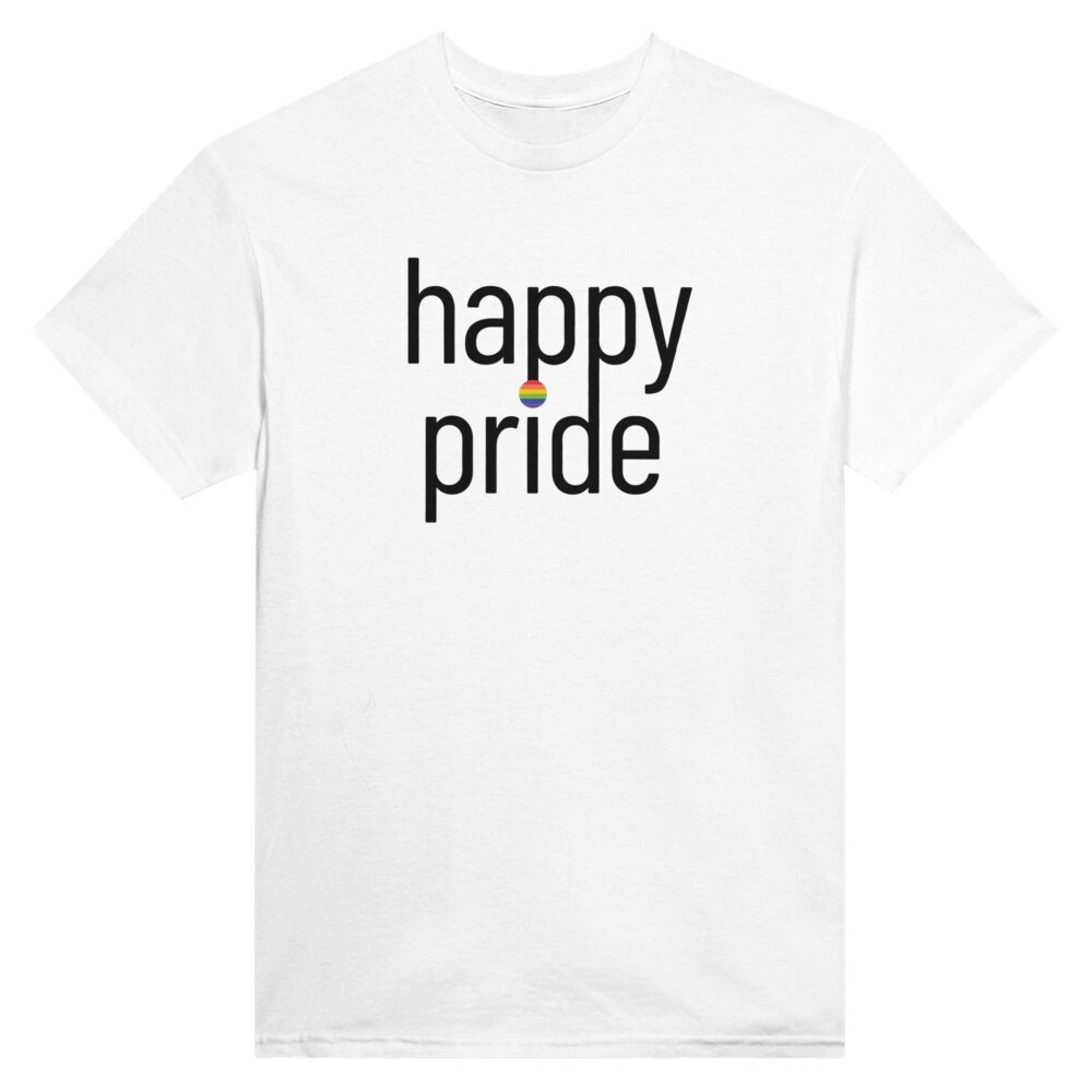 Happy Pride Slogan T-shirt. White