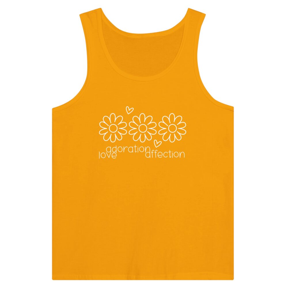 Love Clarity Message Tank Top: Love Adoration Affection. Yellow