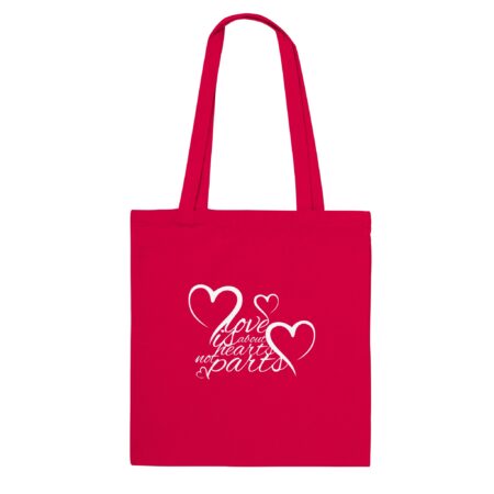 Hearts Not Parts Tote Bag Red