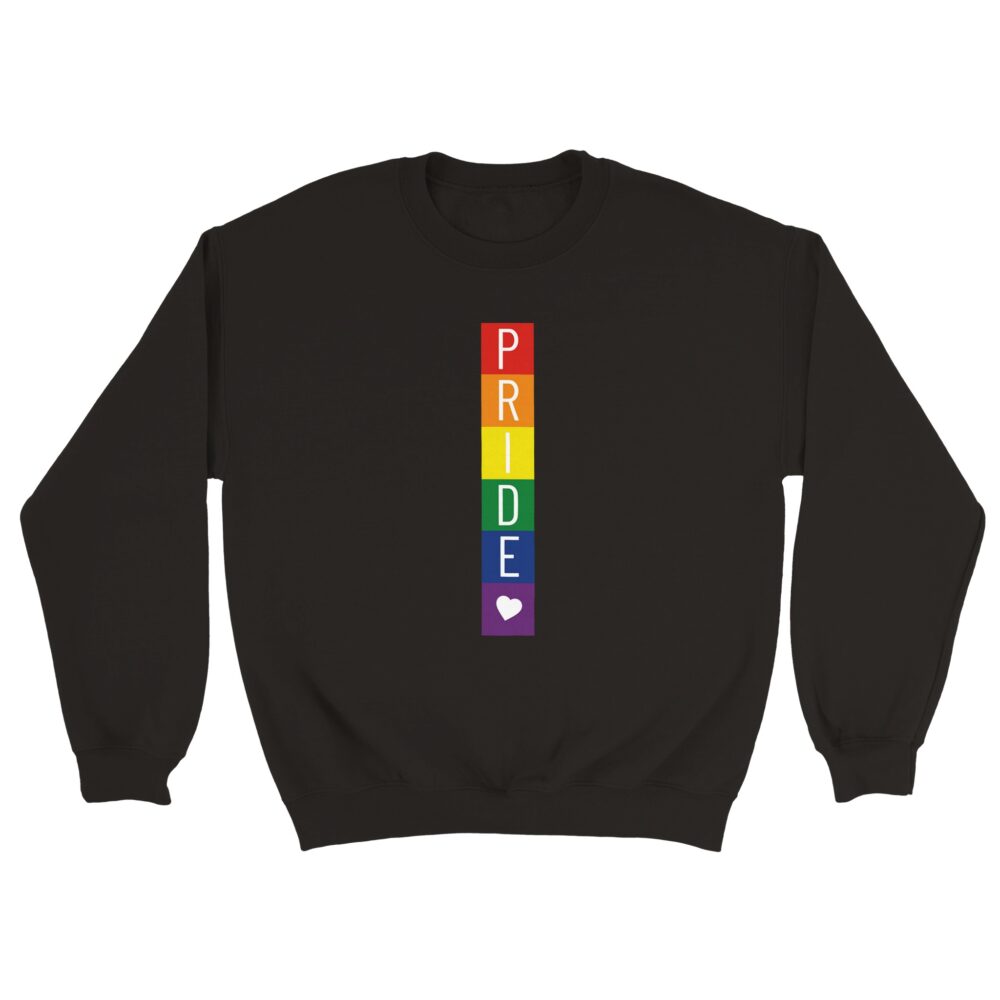 Rainbow Blocks Pride & Heart Sweatshirt. Black