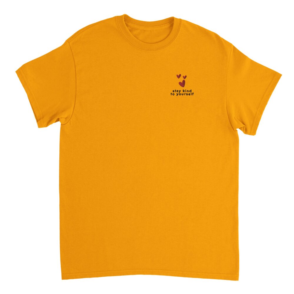 Stay Kind To Yourself Embroidered T-shirt. Yellow