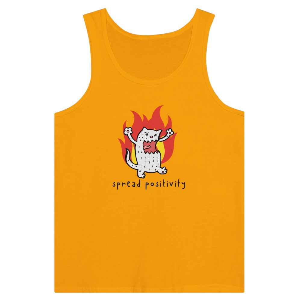Spread Positivity Angry Cat Tank Top. Yellow