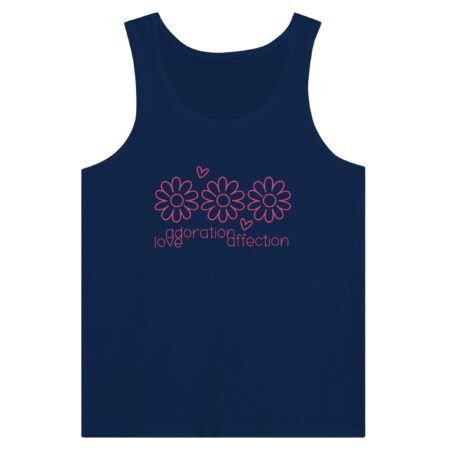 Love Clarity Message Tank Top: Love Adoration Affection. Navy