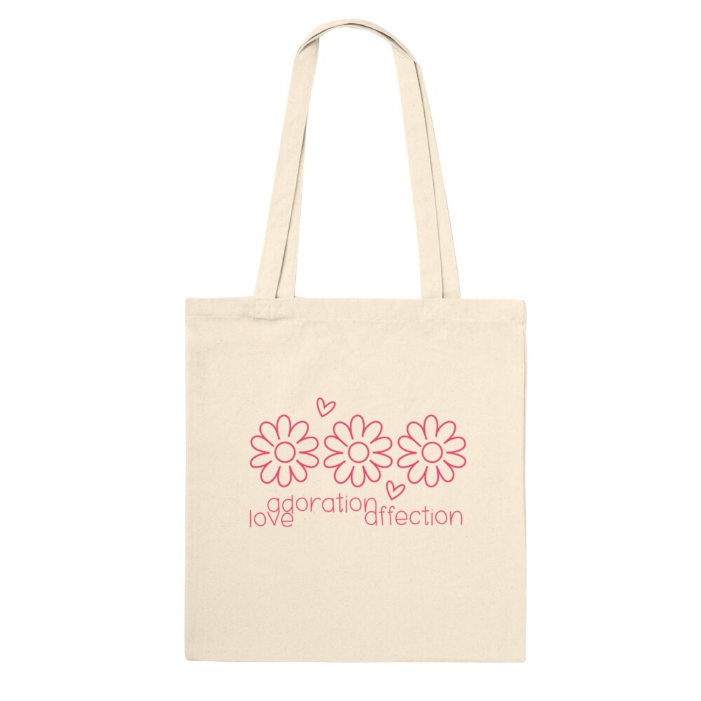 Love Clarity Message Tote Bag: Love, Adoration, Affection. Natural