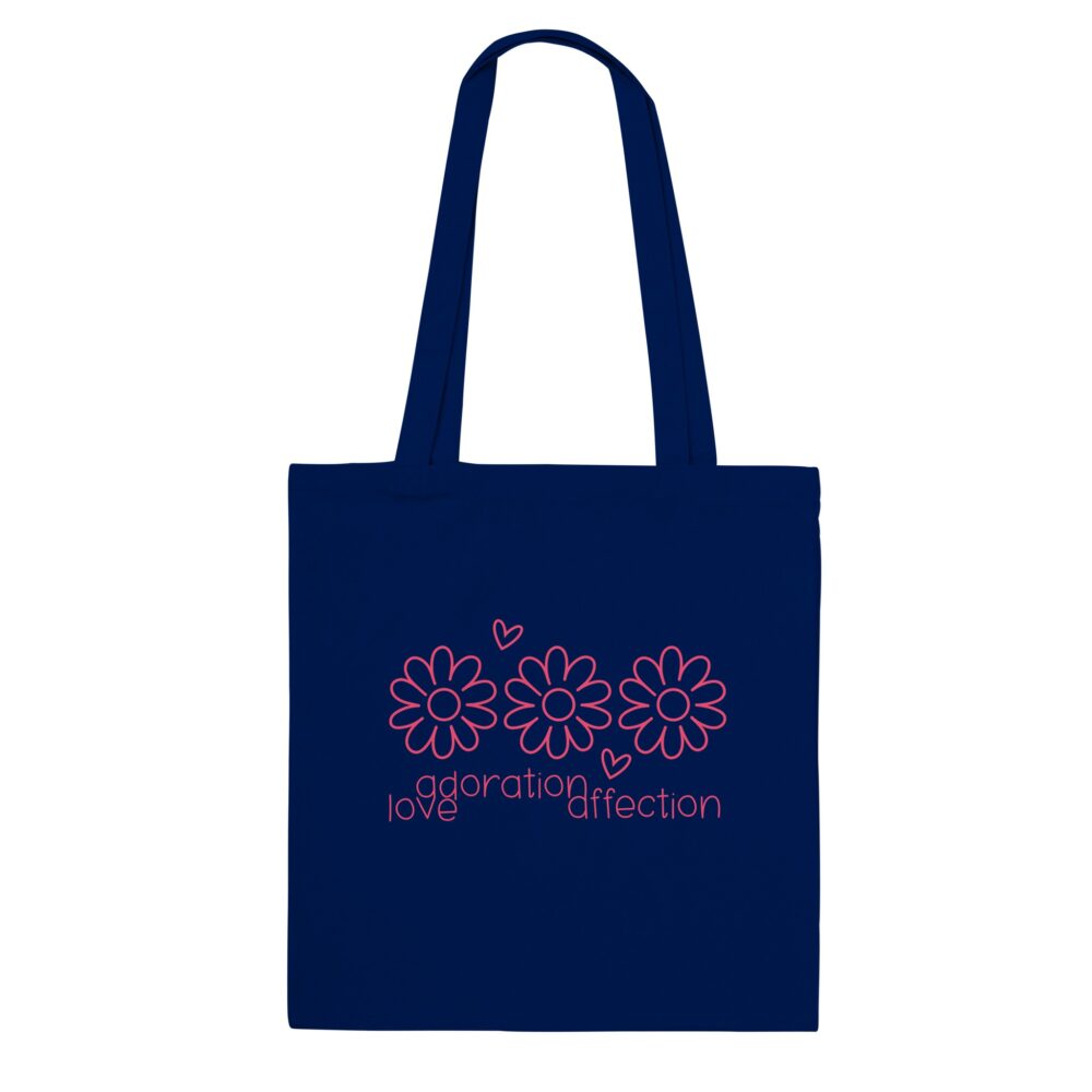 Love Clarity Message Tote Bag: Love, Adoration, Affection. Navy