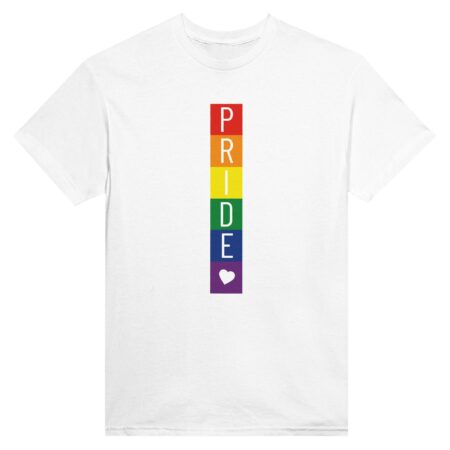 Rainbow Blocks Pride & Heart T-shirt. White