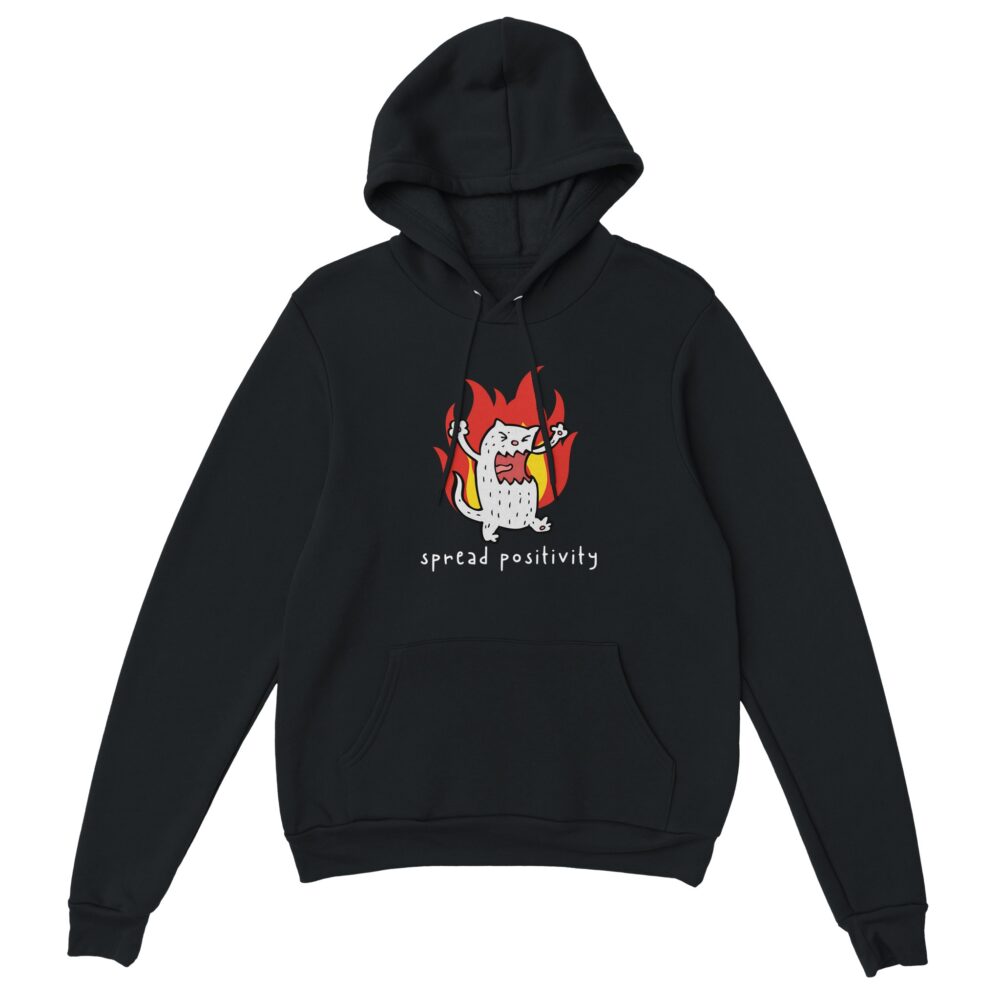 Spread Positivity Angry Cat Hoodie. Black