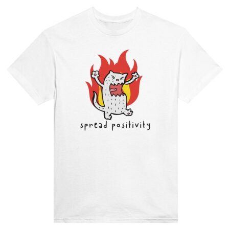 Spread Positivity Angry Cat Tee. White