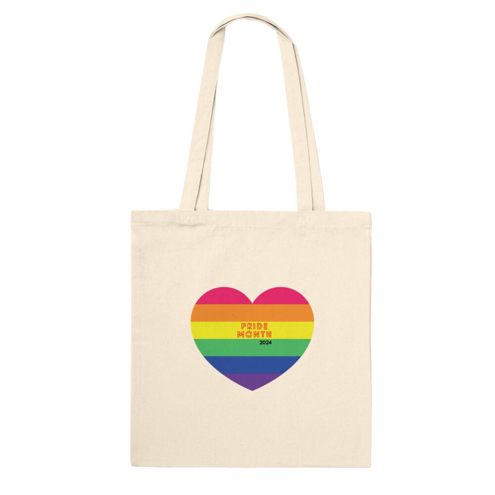 Pride Month 2024 Tote Bag And Heart. Natural