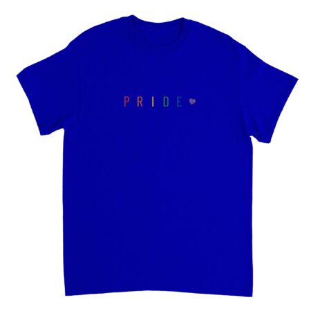Pride Text And Heart Rainbow Hoodie. Blue