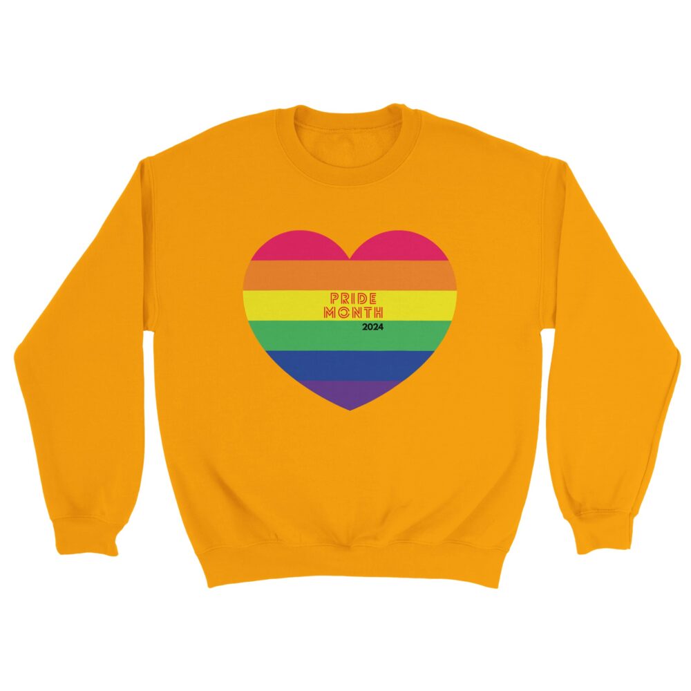 Pride Month 2024 Sweatshirt and Heart. Yellow