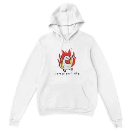 Spread Positivity Angry Cat Hoodie. White