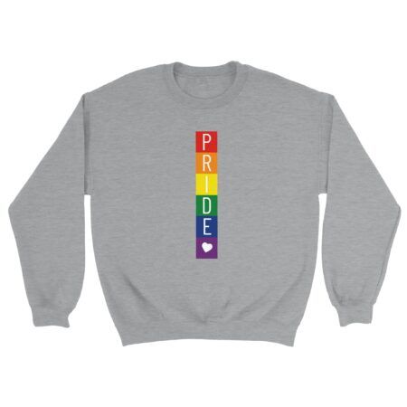 Rainbow Blocks Pride & Heart Sweatshirt. Light Grey
