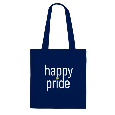 Happy Pride Slogan Tote Bag. Navy