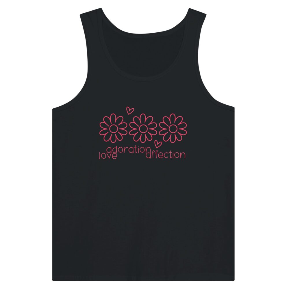 Love Clarity Message Tank Top: Love Adoration Affection. Black