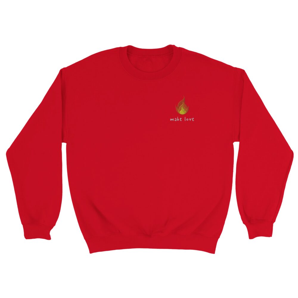 Make Love Embroidered Sweatshirt. Red
