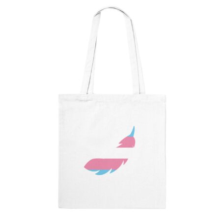 Trans Pride Tote Bag A Feather Print White