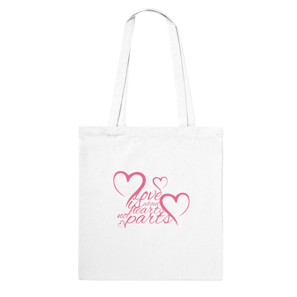 Hearts Not Parts Tote Bag White