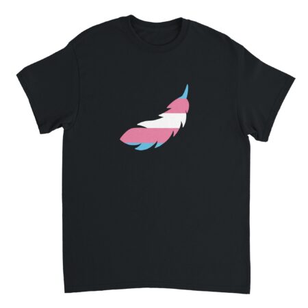 Trans Pride T-shirt with A Feather Print Black