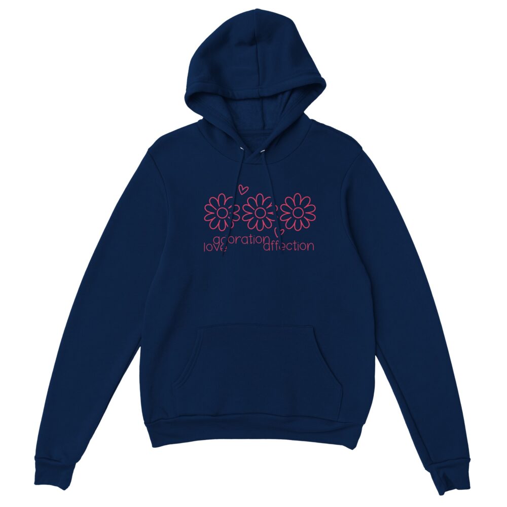 Love Clarity Message Hoodie: Love Adoration Affection. Navy