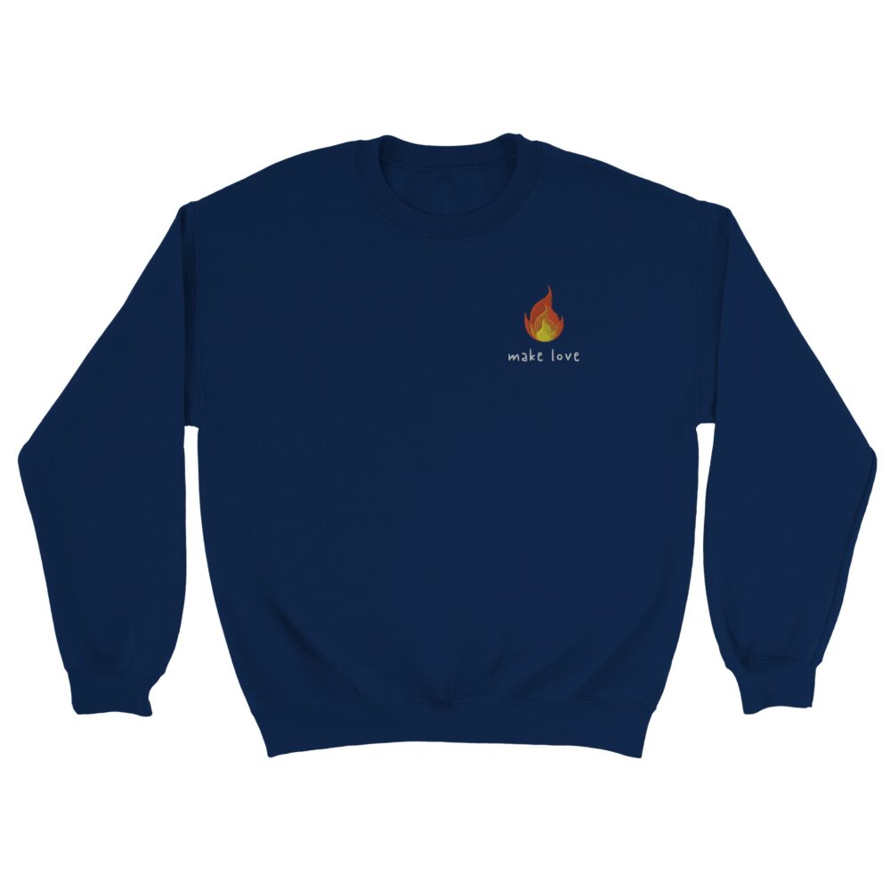 Make Love Embroidered Sweatshirt. Navy