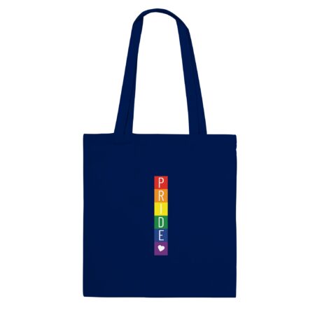 Rainbow Blocks Pride & Heart Tote Bag.Navy