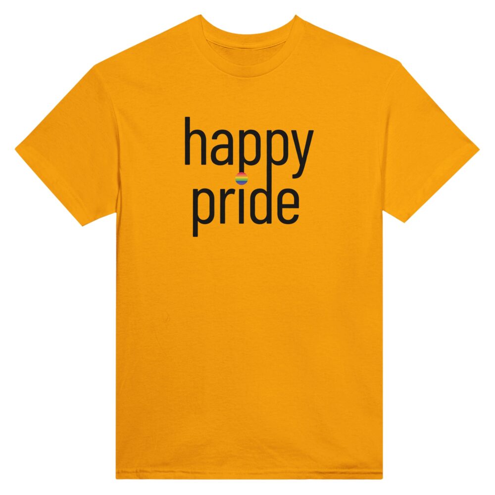 Happy Pride Slogan T-shirt. Yellow